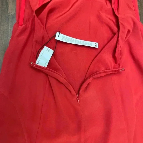 ASOS Designs Corset Dress Red Size 6 Maxi Sheer Panel Bodice Formal Sexy Cut Out - Picture 7 of 16